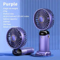 USB Handheld Mini Fan Foldable Portable Neck Hanging Fans 5 Speed USB Rechargeable Fan with Phone Stand and Display Screen.