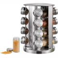 Set of 16 Spice Jars | Revolving Spice Tower | Round Spice Rack |  Seasoning Storage Organization. 