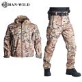 Tactical Jacket Airsoft Hiking Jackets+Pants Shark Skin Soft Shell Cloth Windbreaker Waterproof Hood Military Outdoor Jacket.