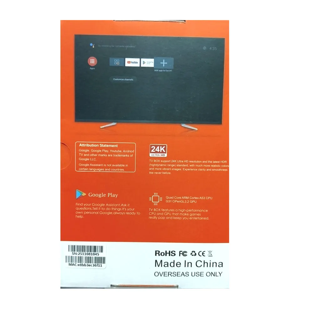 Google Box S Android TV Box 24K UHD – Android 24, Voice Remote ...