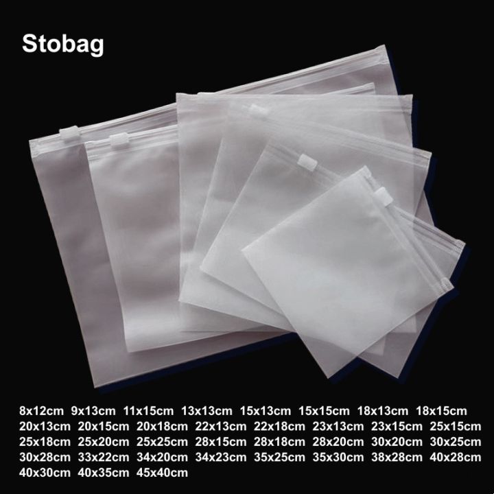 StoBag Matte Frosted Clothes Packaging Zipper Bags Pouches Ziplock Plastic Sealed Socks Shirts Storage Reusable Organizer Pocket