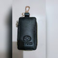 Mini Leather Key Ring Holder Black/ Chocolate. 