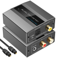 Analog to Digital Audio Converter RCA to Optical with Optical Cable.