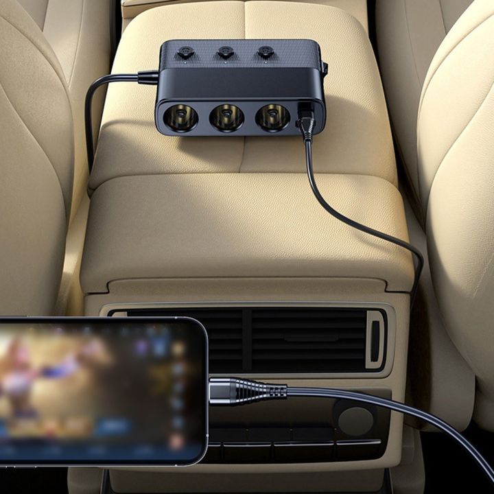 Car%20Chargers%20128W%20PD+QC3.0%20Quick%20Charging%20Adapter%203-Socket%20Power%20Splitter%2012-24V%20with%204%20USB%20Ports%20Volatge%20Display%20On-Off%20Switch%20for%20Car%20Truck%20SUV%20-%20Image%203
