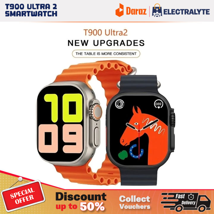 T900 Ultra 2 Full Touch Screen Smart Watch - Bluetooth Calls & Smart Features Heart Rate Monitor Large Display Upgraded VERSION