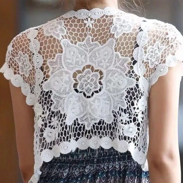 %E3%80%90Alien%20Alien%E3%80%91%20Women%20Short%20Sleeve%20Crochet%20Shrugs%20Hollow%20Out%20Flower%20Lace%20Open%20Front%20Cropped%20Cardigan%20Sunscreen%20Scalloped%20Bolero%20Jacket%20-%20Image%202