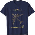 Tu-95 Russian Plane Warbird Blueprint Schematics Diagram Men T-Shirt Short Sleeve Casual Cotton O-Neck Summer Shirt.