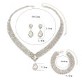 Wedding Jewelry Set High Gloss Full Imitation Jewel Bracelet Earrings Necklace Set.