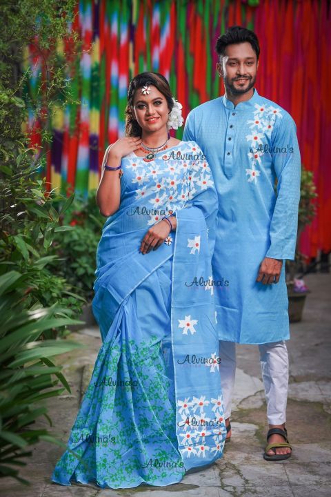 Exclusive%20Designer%20Dhupiyan%20Saree%20and%20Dhupiyan%20Panjabi%20For%20Combo%20Couple%20Dress%20-%20Image%202