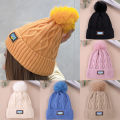 Knitted Cold Hats Faux Fur Embroidery Letter Beanie Women Soft Solid Color Crochet Cap Winter Plus Velvet Warm Wool Hat. 