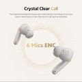 QCY HT15 ANC Earbuds 45dB Active Noise Cancellation, 6mic Ai-based ENC for Call, Premium Leather Texture Design, 10mm Woolen-paper Bio-diagram Driver for best Sound quality Wireless TWS Earbuds.