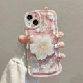 Sweet Pink Flower Cute Phone Case with Holder Strap for iPhone 14 12 13 11 Pro Max Mini XR XS X 6 7 8 Plus Korean Covers Shell.