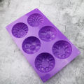 【Tech-savvy】 6 Hole DIY Art Handmade Soap Round Flower Shape Candle Cake Baking Mold.