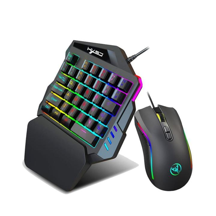One Handed Keyboard One-Handed Mechanical Gaming Keyboard/mouse RGB LED Backlit Portable Mini Gaming Keypad/mice for LOL/PUBG/Wow/Dota/OW/Fps Game