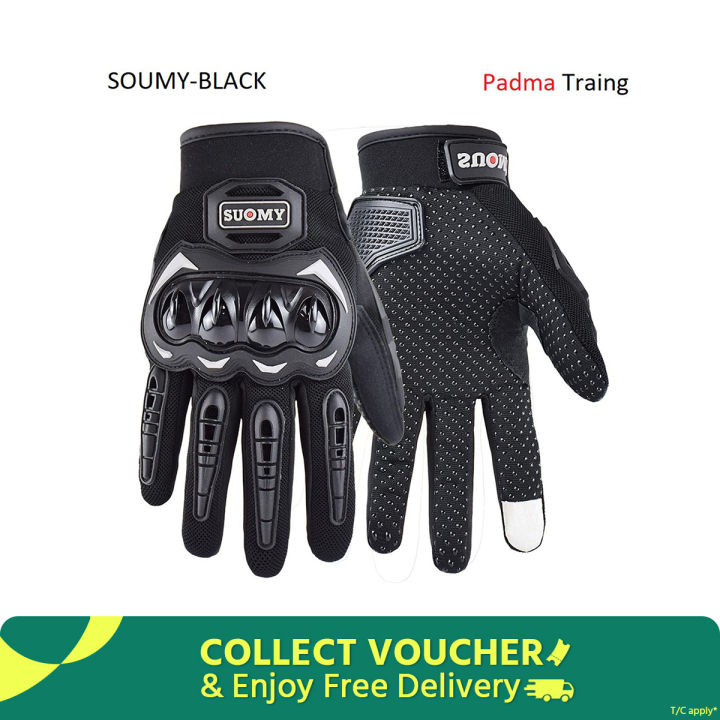 High Quality Full Finger Screen Touch SUOMY Hand Gloves For Biker. black