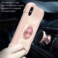 For iPhone XS Max Shockproof Silicone + PC Protective Case with Dual-Ring Holder. 