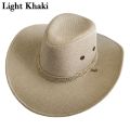 【Support-Cod】 2023 New Linen Men Summer Sun Hats Solid Cool Western Cowboy Hat Outdoor Wide Brim Hat Male Riding Caps for Sun Protection.