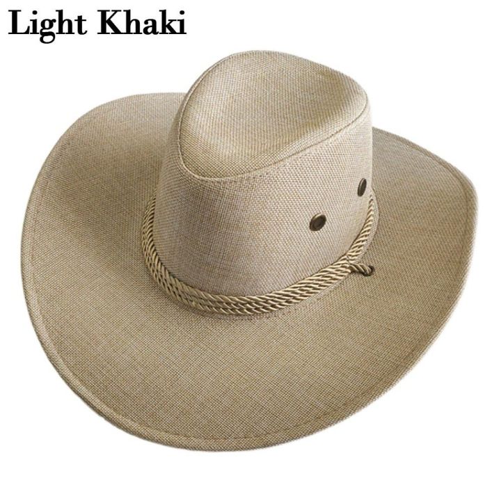 %E3%80%90Support-Cod%E3%80%91%202023%20New%20Linen%20Men%20Summer%20Sun%20Hats%20Solid%20Cool%20Western%20Cowboy%20Hat%20Outdoor%20Wide%20Brim%20Hat%20Male%20Riding%20Caps%20for%20Sun%20Protection%20-%20Image%204