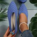 Women's Pointed Toe Flat Office Boat Solid Color Knitted Slip on Shoes Casual Breathable Ballet Flats Women Flat Shoes Loafers House Foocus. 