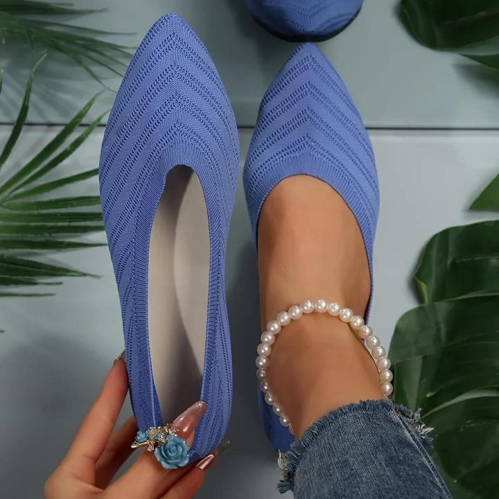 Women's%20Pointed%20Toe%20Flat%20Office%20Boat%20Solid%20Color%20Knitted%20Slip%20on%20Shoes%20Casual%20Breathable%20Ballet%20Flats%20Women%20Flat%20Shoes%20Loafers%20House%20Foocus%20-%20Image%206