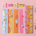 5 piece set of pencil sharpener eraser and ruler Cartoon animal pencil Children stationery set cute pen school supplies prizes.