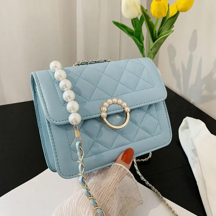 Diamond%20Lattice%20Chain%20Pearl%20Ladies%20Shoulder%20Bag%20-%20Image%204