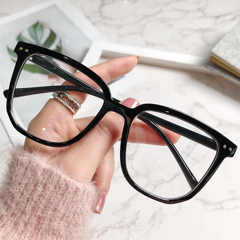 New Retro Black Square Glasses Women Men Fashion Large Frame Anti