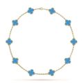 【In-demand】 Direct Supply Yellow Black Agate Ten Flower Necklace Double-Sided Four-Leaf Clover Clavicle Chain NOVEMBER'S Luxury. 