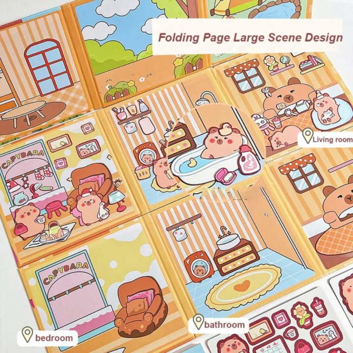 Cute%20Kawaii%20Capybara%20Toy%20Capybara%20Handmade%20Scene%20Sticker%20Book%20Repeatable%20Paste%20Cartoon%20Magnetic%20Quiet%20Book%20-%20Image%205