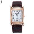 Men Women fashion faux leather band square dial quartz analog wrist watch.
