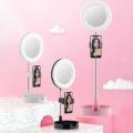 Portable Selfie Ring Light Tripod Stand with Makeup Mirror Table LED Lights Photography Lighting for Beauty Live Youtube Tik Tok.