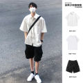 dkShirt Summer Japanese Shirt Boys Suit Trendy Pu Shuai Hong Kong Style Teen Trend Men's Suit. 