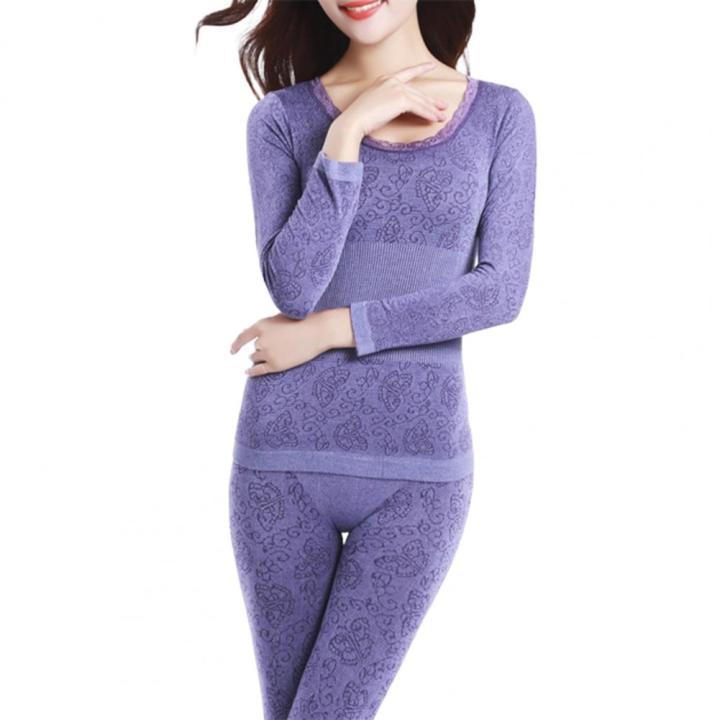 1%20Set%20Women%20Long%20Johns%20Fashion%20Pattern%20Lace%20Long%20Sleeve%20O-Neck%20Winter%20Solid%20Color%20Thermal%20Underwear%20Suit%20Pajama%20Set%20Women%20-%20Image%206