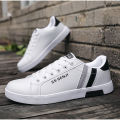 White sneakers trendy weightless lace up shoes for men. 