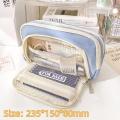 Canvas Kawaii Student Large Capacity Stationery Pencil Cases Pouch Girls Gifts Pouch for School Cute Girls.
