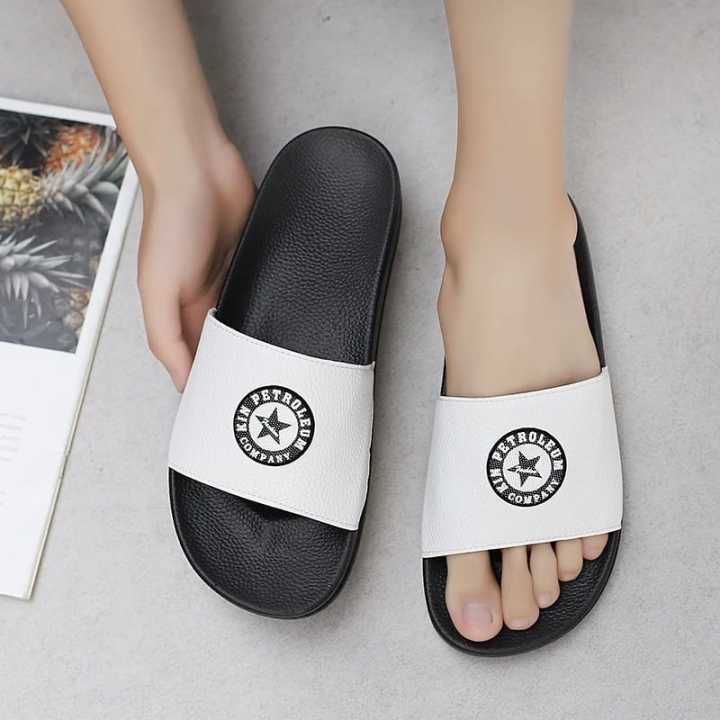 Indispensable-Quality Black And White Color KIN PETROLEUM Lightweight Slide Slipper For Men S27
