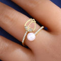Pink Tulip Flower Ring Rings for Teen Girls- Personality Fashion Cat's Eye Stone Tulip Flower Open Ring.