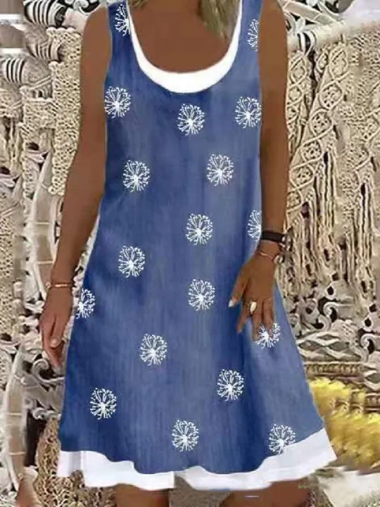 European%20and%20American%20Women's%20Clothing%20Loose%20Fashion%20Digital%20Printing%20Fake%20Two-Piece%20Imitation%20Denim%20Dress%20Female%20-%20Image%204