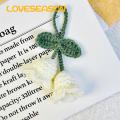 Hand-woven Pendants 2 Pcs Flores Convallariae Knitted Contrast Color Soft Fabric Diy Material Shoulder Bag Schoolbag Decor Car Interior Pendant Shoulder Bag Decor Pendants. 