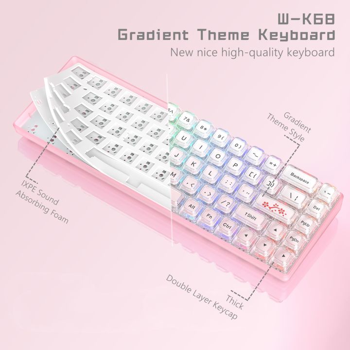 Womier%20WK68%2060%25%20Pink%20Gaming%20Mechanical%20Keyboard%20Mini%20RGB%20Keyboard%20Hot-Swappable%20Keyboard%20Wire%20Pudding%20PBT%20Keycap%20Red%20Switch%20-%20Image%202