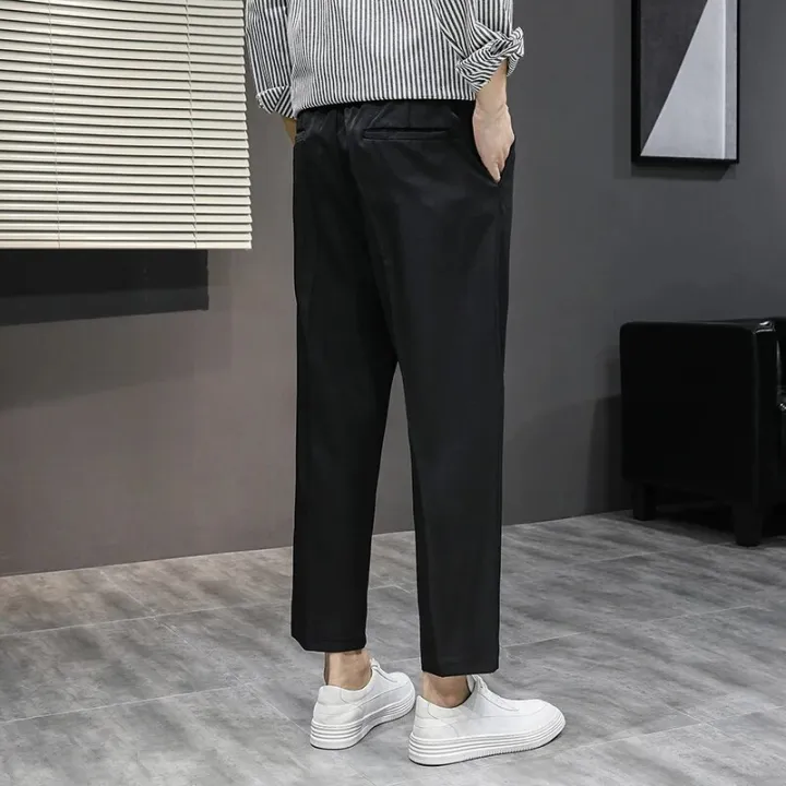 BROWON%20Mens%20Dress%20Pants%20Summer%20Thin%20Solid%20Color%20Smart%20Casual%20Suit%20Pants%20Straight%20Loose%20Elastic%20Back%20Waist%20Ankle-Length%20Trousers%20-%20Image%203