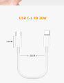 CASIFY X3 20W Type C to Lightning iPhone Fast Charging 25CM Short Data Cable Silicone 60 Watt 25 CM Short PD Cable Type C to iPhone White.