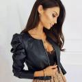 women leather jacket. 