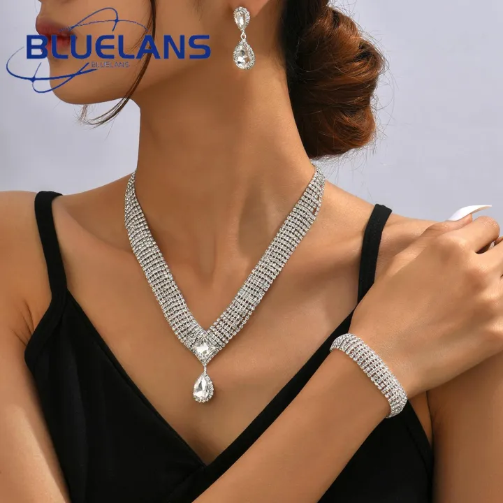 Wedding%20Jewelry%20Set%20High%20Gloss%20Full%20Imitation%20Jewel%20Bracelet%20Earrings%20Necklace%20Set%20-%20Image%208