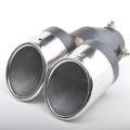 Car Universal 63mm Stainless Steel Dual Outlet Exhaust Pipe Muffler Tail Throat Muffler Tip Pipe Grilled Black. 
