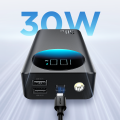 Joyroom PBF01 30W Super Fast Charging 10000mAh Small & Handy Digital Display Power Bank with Powerfull Troch Light-Black.