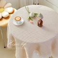 French tablecloth, Japanese cotton and linen, white light, luxury coffee table, round table, tablecloth, bedside table, desk, desk, square table. 