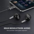 USB-C Wired Headphone HiFi Earphone with Mic Bass Stereo Type-C Headset Smartphone Music Earbuds for Samsung Xiaomi HUAWEI Redmi. 