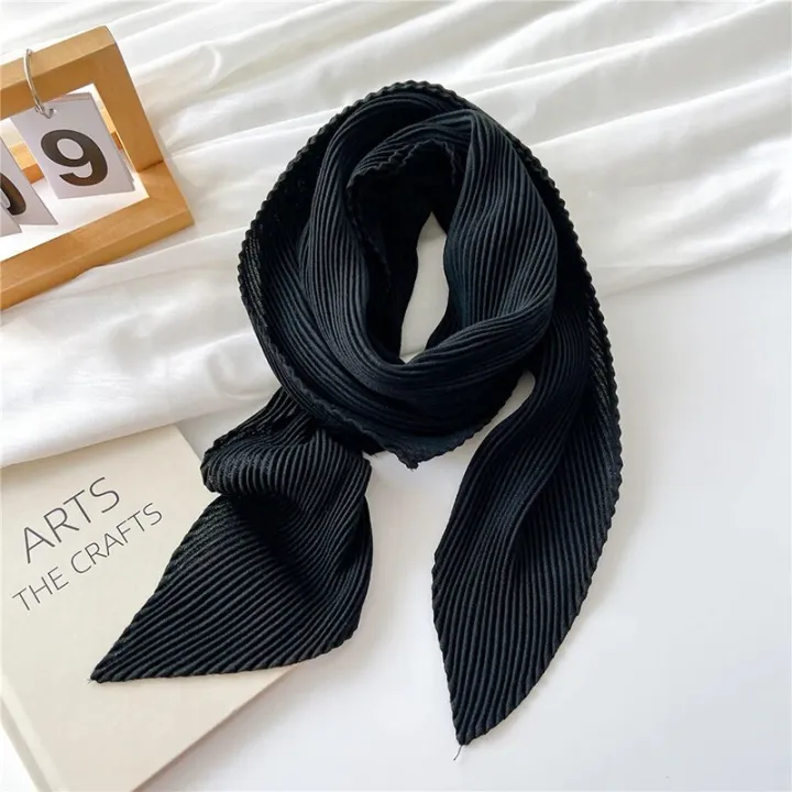 90cm%20Size%20Scarf%20Pleated%20Crinkle%20Women's%20Hijab%20Wrinkle%20Shawl%20Scarves%20Women%20Satin%20Scarf%20Neckerchief%20Square%20Skinny%20Hair%20Tie%20Band%20-%20Image%205