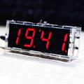 Compact 4-digit DIY Digital LED Clock Kit Light Control Temperature Date Time Display with Transparent Case.